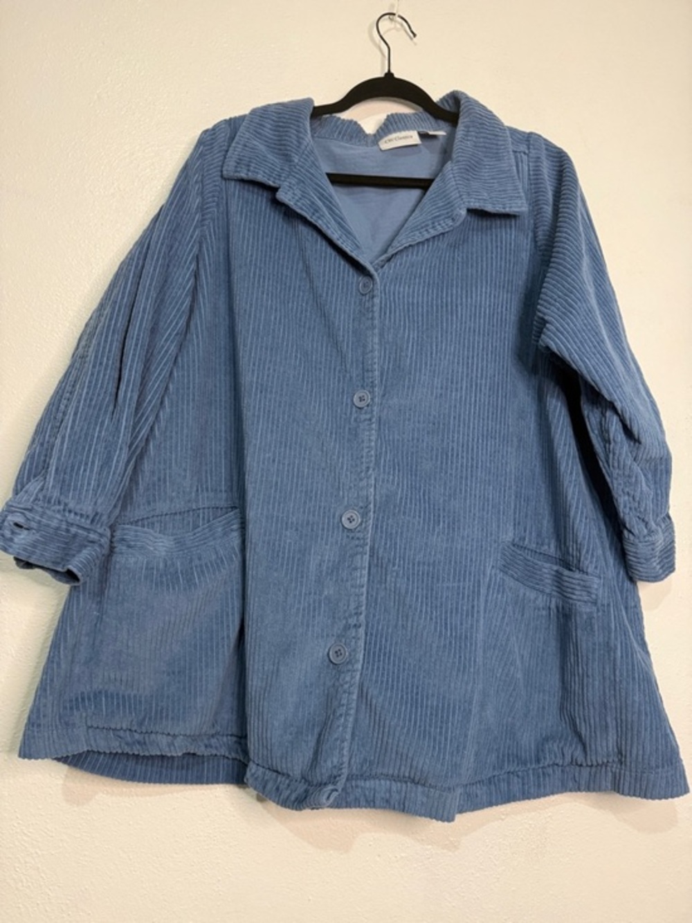 Classic Blue Corduroy Button-Front Jacket 2X